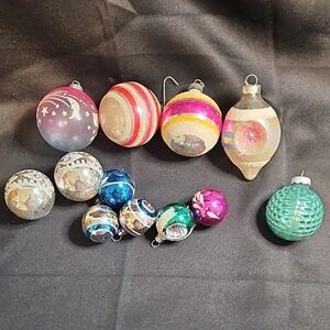 Assorted Set Of Antique Colorful Glass Holiday Ornaments